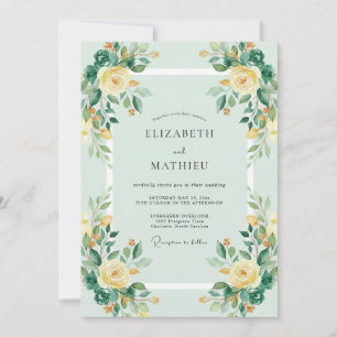 Mint Green Vibrant Floral Wedding Invitation