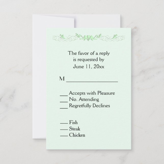 Mint Green Vine RSVP with Menu (Front)