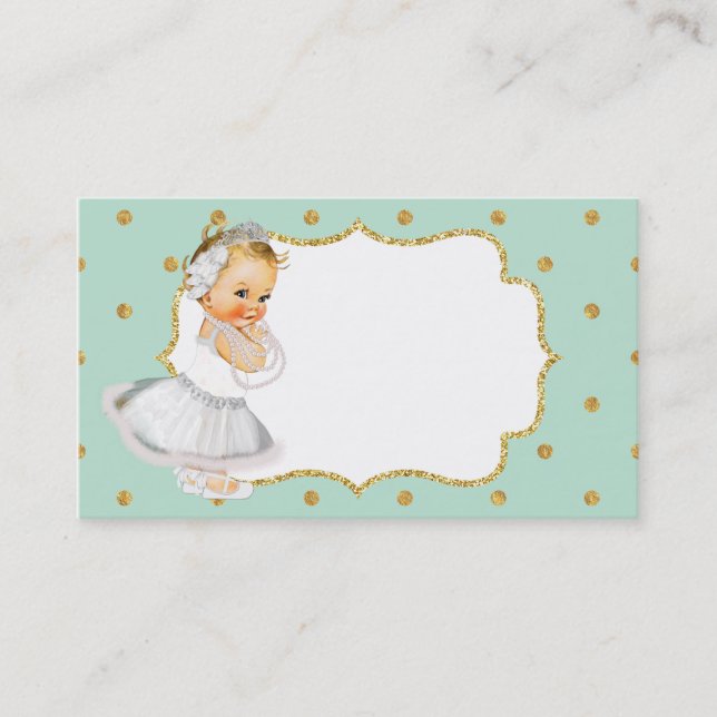 Mint Green Vintage Baby Princess Business Card (Front)