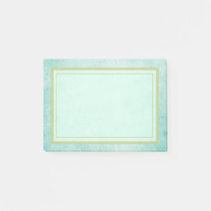 Mint green vintage texture with a gold border post-it notes