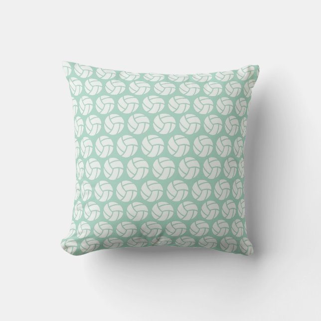 Mint green Volleyball Throw Pillow (Front)