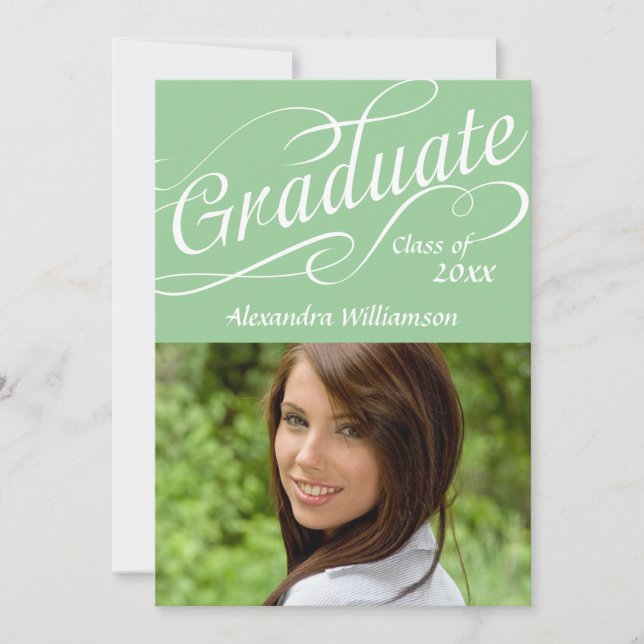 Mint Green W/Swirly Script Celebrate Invitation (Front)