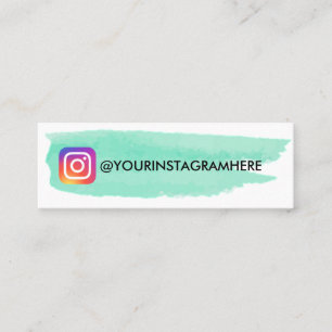 Mint Green Watercolor Instagram Mini Business Card