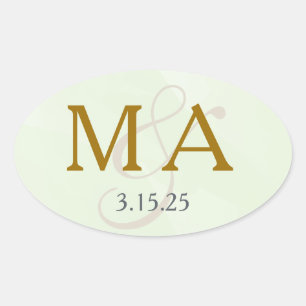 Mint Green Watercolor Monogram Label