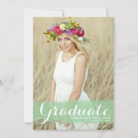 Mint Green Watercolor Overlay Photo Graduation