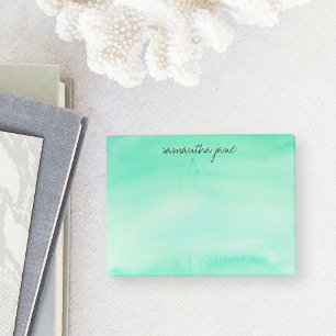 Mint Green Watercolor Personalized Post-it Notes