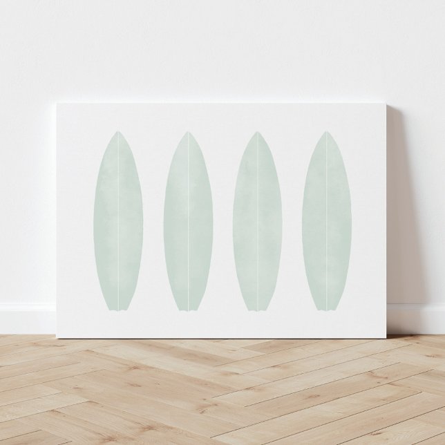 Mint Green Watercolor Surfboards Canvas Print (Creator Uploaded)