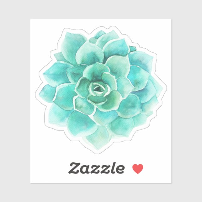 Mint-green watercolors cactus illustration (Sheet)