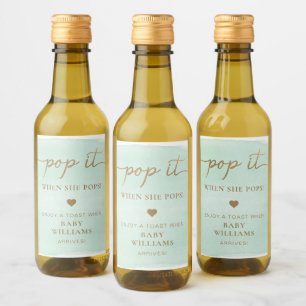 Mint Green Watercolour Baby Shower Bottle Label