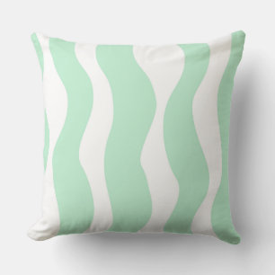 Mint Green Wavy Abstract Pattern Throw Pillow