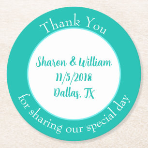 Mint Green Wedding Favour  Round Paper Coaster