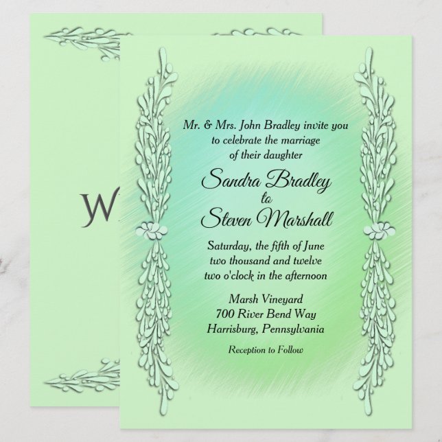 Mint Green Wedding Invitation (Front/Back)