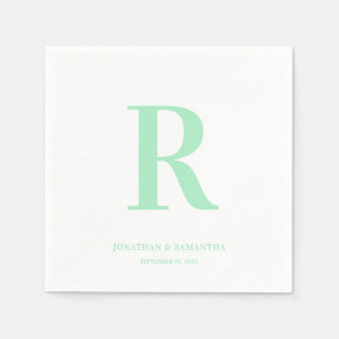 Mint Green Wedding Monogram Modern  Napkin