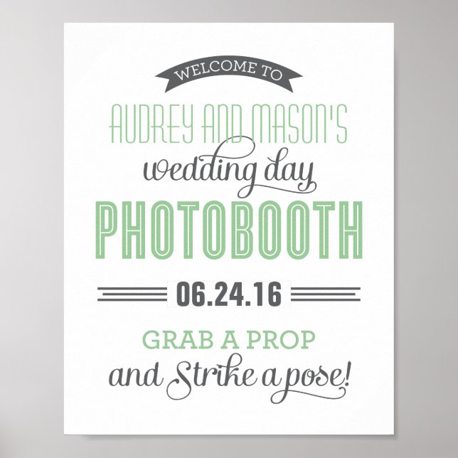 Mint Green Wedding Photo Booth Sign (Front)