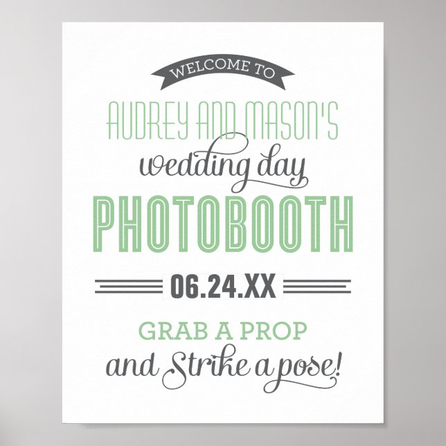 Mint Green Wedding Photo Booth Sign (Front)