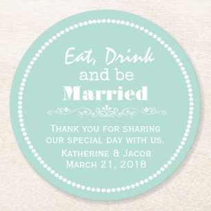 Mint Green Wedding Thank You Favour Paper Coaster