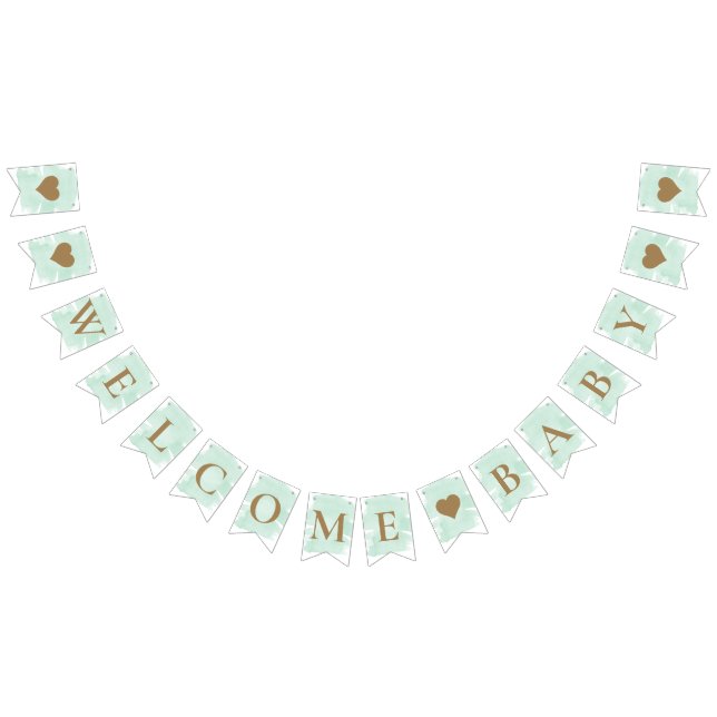 Mint Green Welcome Baby Bunting Flags (All)