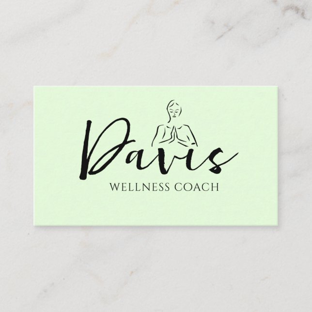 Mint Green Wellness Coach Business Card (Front)
