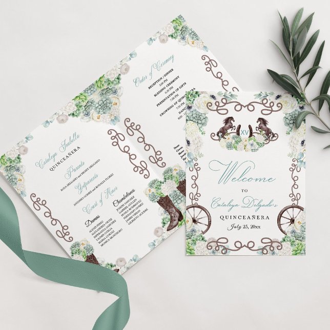 Mint Green Western Charro Quinceañera Program (Creator Uploaded)