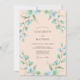 Mint Green Whimsical Meadow Wedding Invitation
