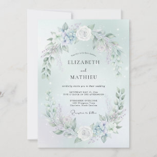 Mint Green Whimsical Winter Wedding Invitation