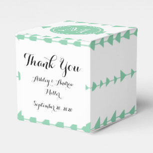 Mint Green White Aztec Arrows Monogram Favor Box