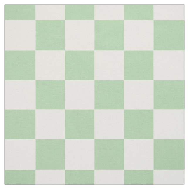 Mint Green White Chequered Chequerboard Gingham  Fabric (Swatch)