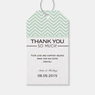 Mint Green White Chevron Wedding Thank You Tags