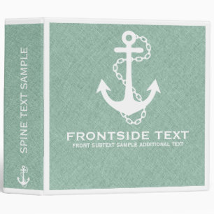 Mint-Green & White Faux Linen With Withe Anchor Binder