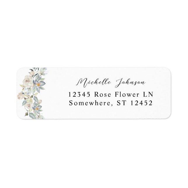 Mint Green & White Floral Adresse de retour 2 (Devant)