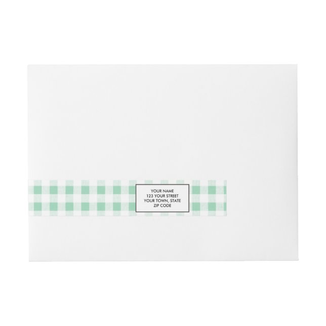 Mint Green White Gingham PatternMint Green Wraparound Address Label (Front)