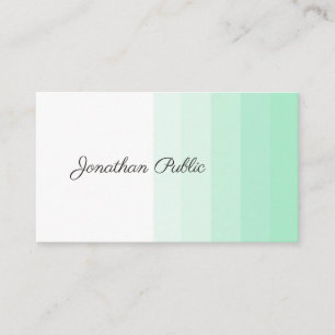 Mint Green White Modern Trendy Handwriting Script Business Card