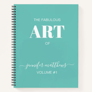 Mint Green White Personalized Sketchbook Your Name Notebook