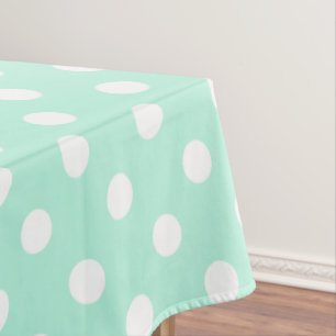 mint green white polka dot picnic tablecloth