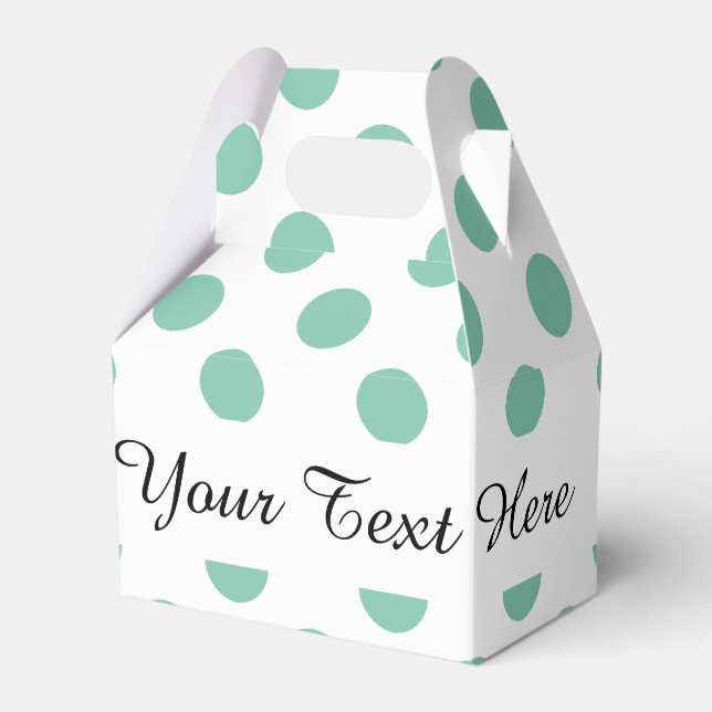 Mint Green White Polka Dots Pattern Favor Box (Front Side)