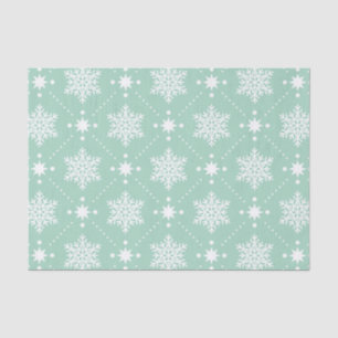 Mint Green White Snowflakes Christmas Pattern Tissue Paper