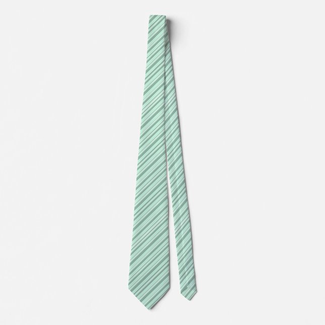 Mint Green & White Striped Double Sided Neck Tie (Front)