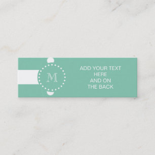 Mint Green White Stripes Pattern, Your Monogram Mini Business Card