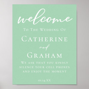 Mint Green White Typography Personalized Wedding Poster