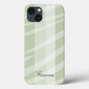 Mint Green White Zebra Stripes iPhone 13 Case