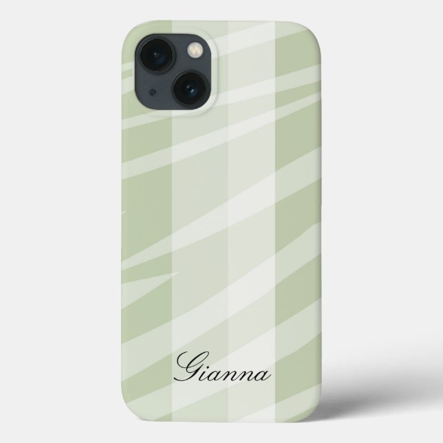 Mint Green White Zebra Stripes Case-Mate iPhone Case (Back)