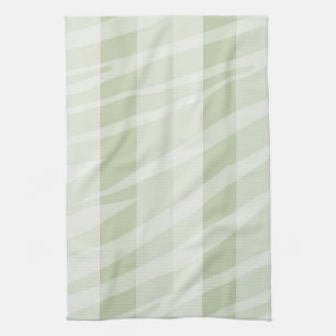 Mint Green White Zebra Stripes Kitchen Towel