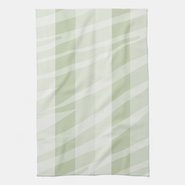 Mint Green White Zebra Stripes Kitchen Towel (Vertical)