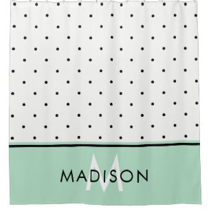 Mint Green with Black and White Polka Dots