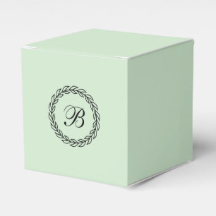 Mint Green with Black Laurel Wreath with Monogram Favor Box
