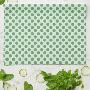 Mint Green with Grey Polka Dots by Shirley Taylor Kitchen Towel