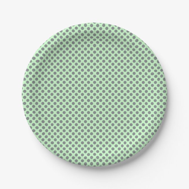 Mint Green With Grey Polka Dots by Shirley Taylor Paper Plate (Front)
