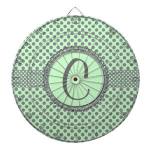 Mint Green with Grey Polka Dots-Monogram STaylor Dartboard