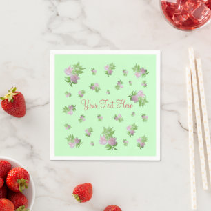 mint green with pretty pink flowers napkin