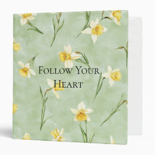 Mint Green Yellow Daffodil Flowers Binder